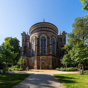 Rückwärtige Ansicht der evangelischen Zionskirche in Berlin-Mitte.